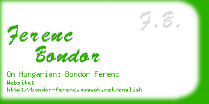 ferenc bondor business card